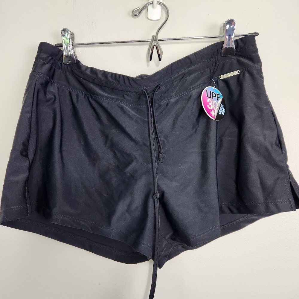 Swim Shorts XeroXposur Black with Panty Liner Size 12  UPF 30 NWT
